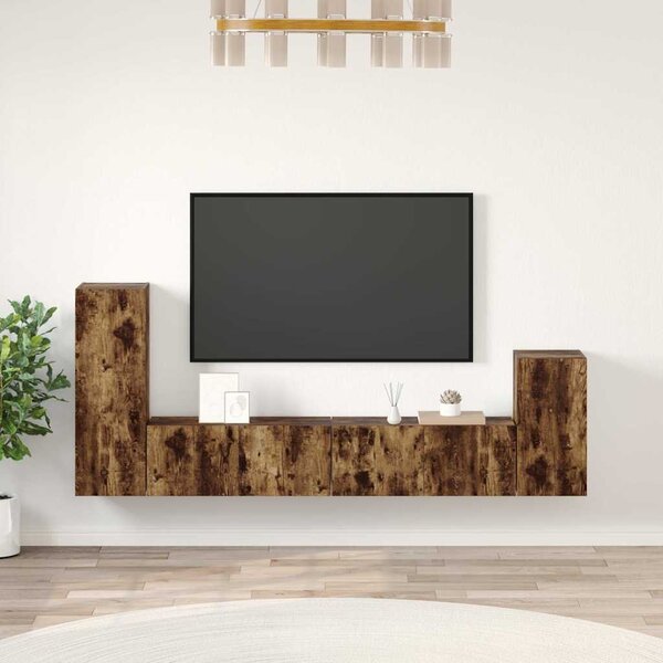 4dílný set TV skříněk kouřový dub kompozitní dřevo 3114627