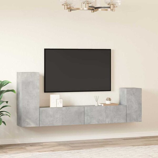 4dílný set TV skříněk betonově šedý kompozitní dřevo 3114625
