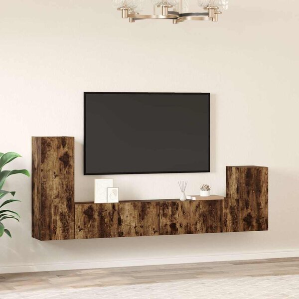 4dílný set TV skříněk kouřový dub kompozitní dřevo 3114627
