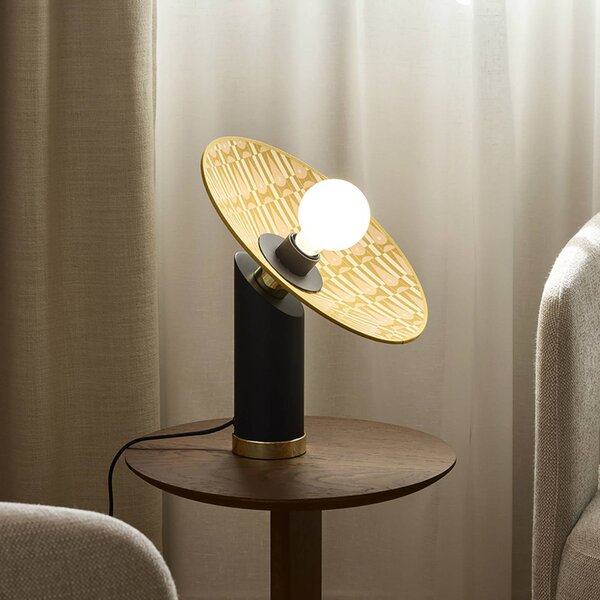 MARKET SET Stolní lampa Gatsby, myra, Ø 32 cm, E27, Krémová / jantar, Obývací pokoj / jídelna, Textil / tkanina / hedvábí, Design