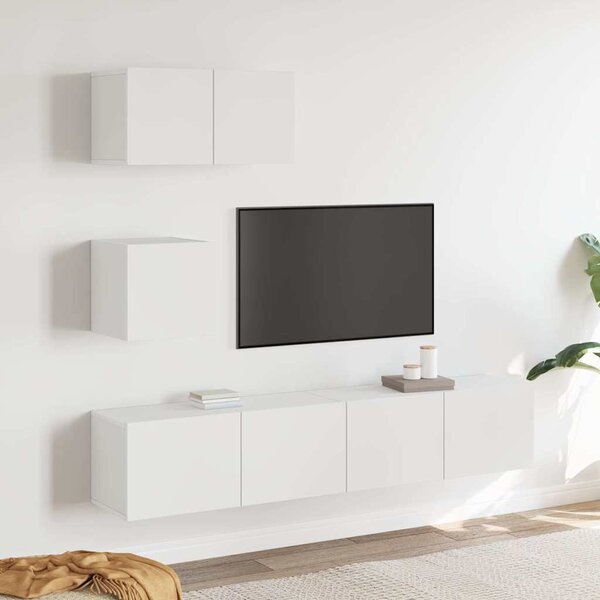 4dílný set TV skříněk bílý kompozitní dřevo 3114638