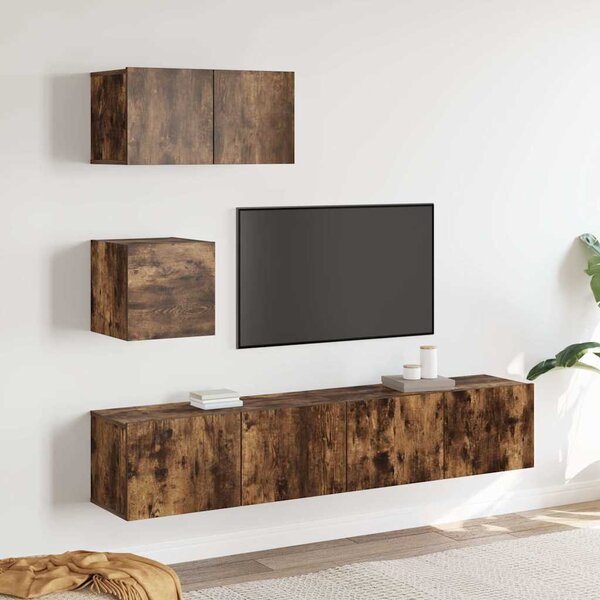 4dílný set TV skříněk kouřový dub kompozitní dřevo 3114643