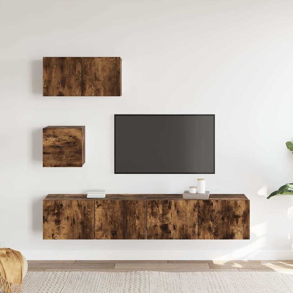 4dílný set TV skříněk kouřový dub kompozitní dřevo 3114643