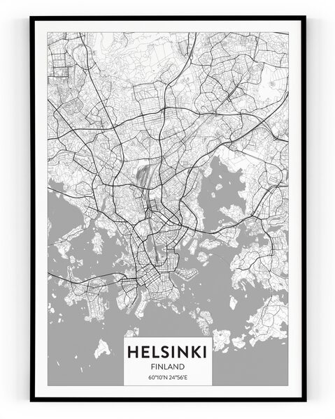 Plakát / Obraz Mapa Helsinki Napnuté plátno na dřevěném rámu 40 x 50 cm