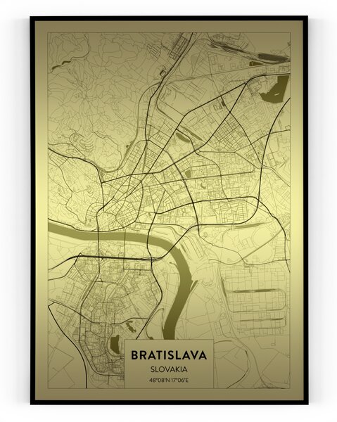 Plakát / Obraz Mapa Bratislava A4 - 21 x 29,7 cm Tiskové plátno