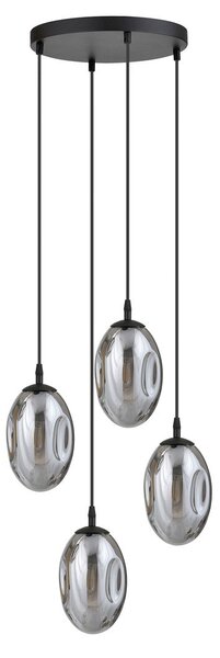 Závěsné svítidlo ASTRAL 4 PREM – černé, grafitové sklo, 4× E14, šířka 40 cm