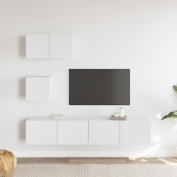 4dílný set TV skříněk bílý kompozitní dřevo 3114638