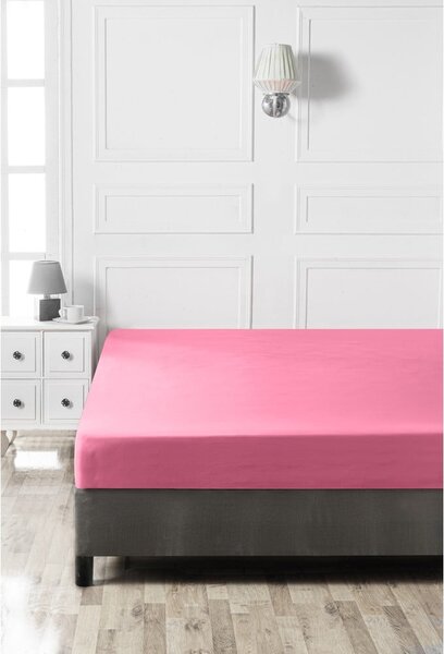 Růžové napínací bavlněné prostěradlo 140x200 cm – Mijolnir