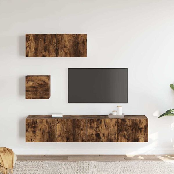 4dílný set TV skříněk kouřový dub kompozitní dřevo 3114651