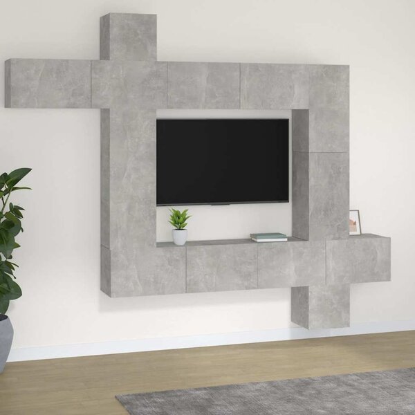 9dílný set TV skříněk betonově šedý kompozitní dřevo 3114657