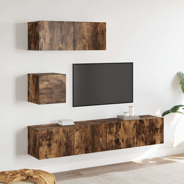 4dílný set TV skříněk kouřový dub kompozitní dřevo 3114651