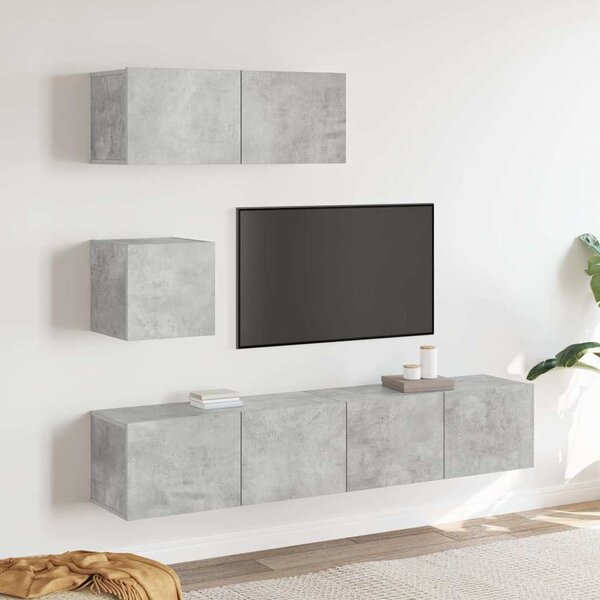 4dílný set TV skříněk betonově šedý kompozitní dřevo 3114649