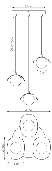 Závěsné svítidlo RITUAL 3 PREM – celobílé, sklo, 3× G9, šířka 30 cm
