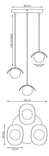 Závěsné svítidlo RITUAL 3 PREM – celobílé, sklo, 3× G9, šířka 30 cm