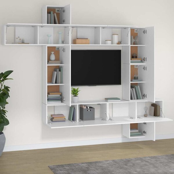9dílný set TV skříněk bílý kompozitní dřevo 3114654
