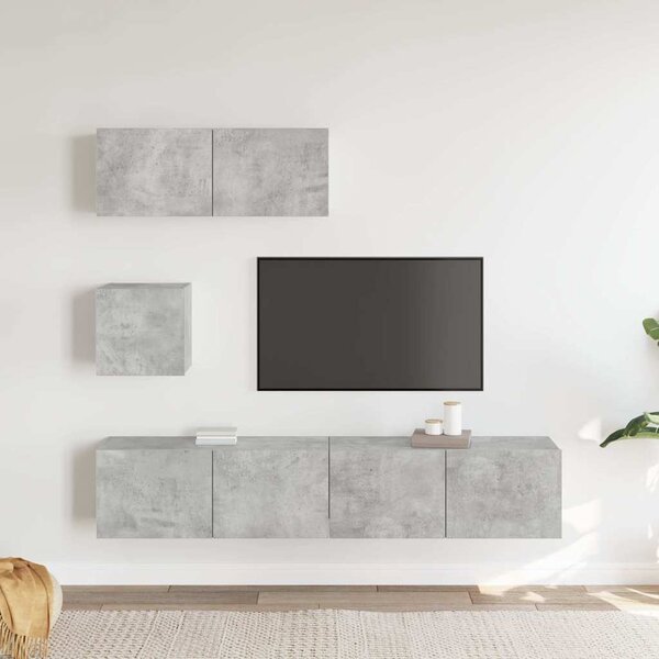 4dílný set TV skříněk betonově šedý kompozitní dřevo 3114649