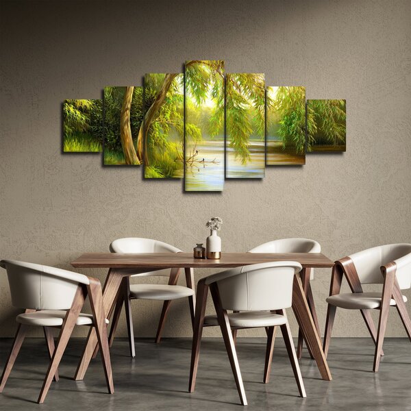Obraz - Vrba u jezera, olejomalba (210x100 cm)