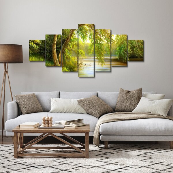Obraz - Vrba u jezera, olejomalba (210x100 cm)