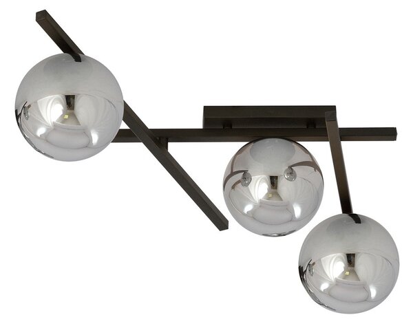 Stropní svítidlo SMART 3 – černé, grafitové sklo, 3× E14, šířka 51 cm