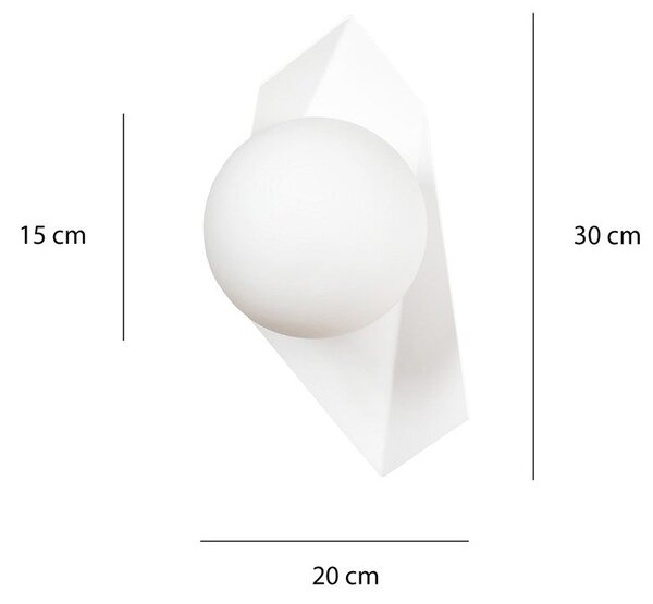 Nástěnné svítidlo DRIFTON K1 – celobílé, sklo, 1× E14, šířka 20 cm