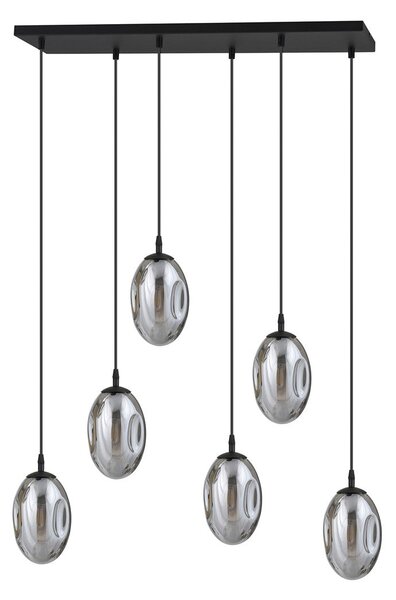 Závěsné svítidlo ASTRAL 6 – černé, grafitové sklo, 6× E14, šířka 65 cm