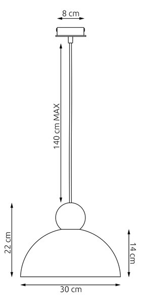 Závěsné svítidlo KAKI 1M – černé, 1× E27, šířka 30 cm