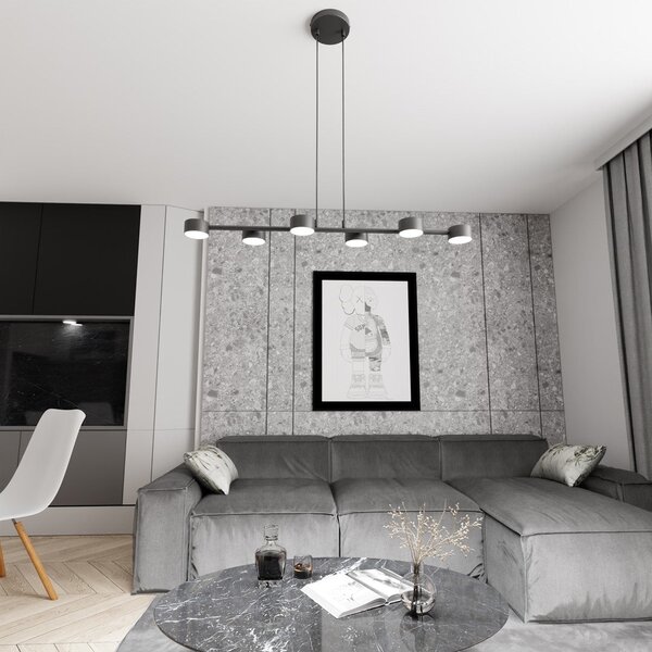 Závěsné svítidlo MEGARA 6 – černé, 6× GX53, šířka 80 cm
