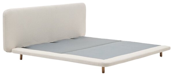 Béžová bouclé dvoulůžková postel Kave Home Odum 160 x 200 cm
