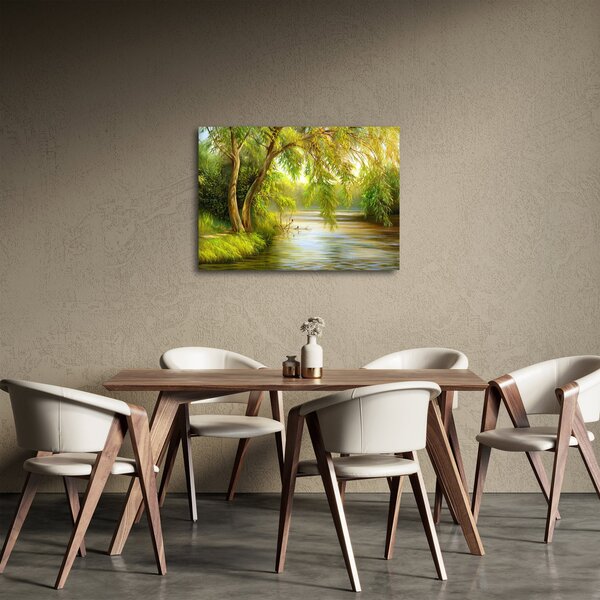 Obraz - Vrba u jezera, olejomalba (70x50 cm)