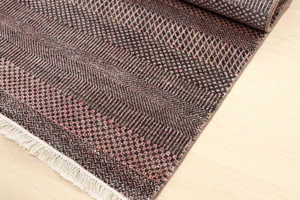 Diamond Carpets India, Ručně vázaný kusový koberec Diamond DC-MCN Black/rust, 120x170, červená, chodba / předsíň