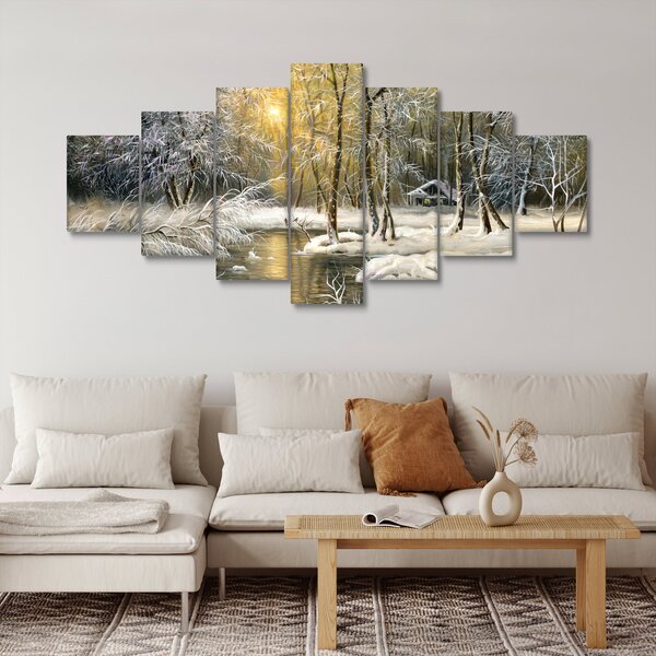 Obraz - Chaloupka v lese, olejomalba (210x100 cm)
