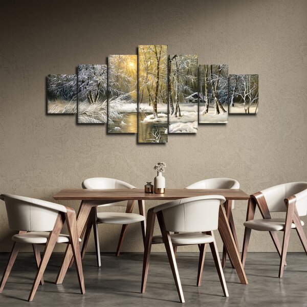 Obraz - Chaloupka v lese, olejomalba (210x100 cm)