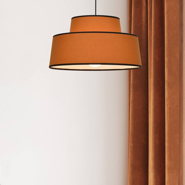 COREP Závěsné světlo Mallorca, karamelová, Ø 38 cm, bavlna, stmívatelný, Hnědá / rez, Obývací pokoj / jídelna, Textil / tkanina / hedvábí