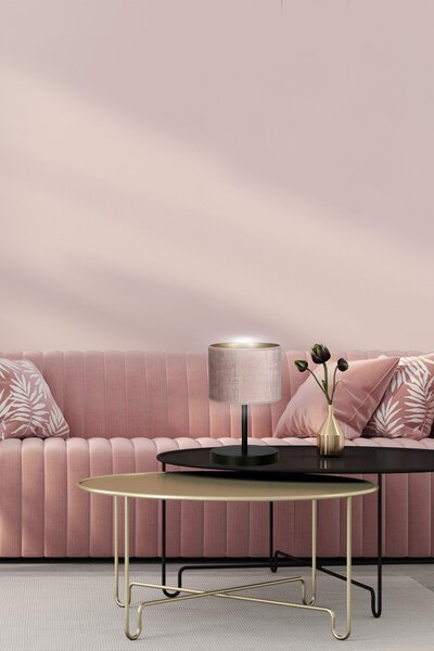 Stolní lampa HILDE LN1 – černá, růžové textilní stínidlo, 1× E27, šířka 18 cm