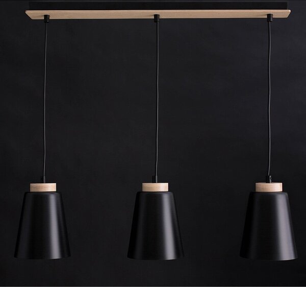 Závěsné svítidlo BOLERO 3 – černé, 3× E27, šířka 66 cm