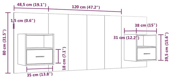 Čelo postele se skříňkami bílé kompozitní dřevo 3115692