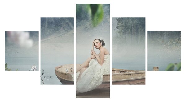 Obraz - Žena na loďce (125x70 cm)