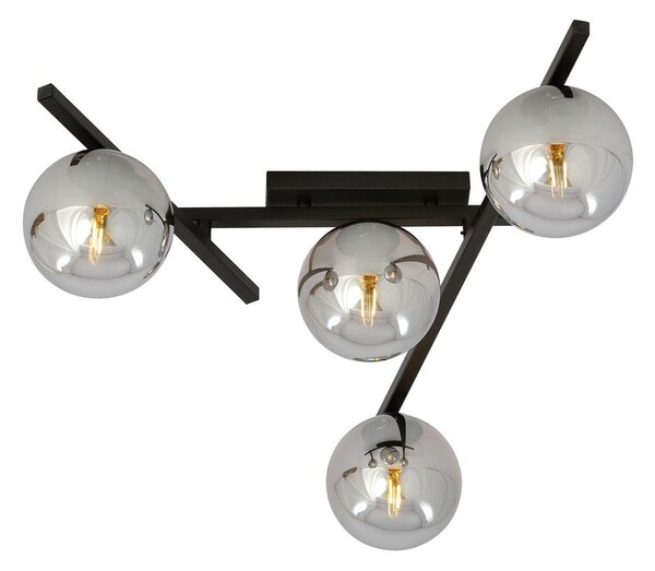 Stropní svítidlo SMART 4 – černé, grafitové sklo, 4× E14, šířka 63 cm