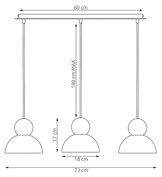Závěsné svítidlo KAKI 3 – bílé, 3× E27, šířka 73 cm