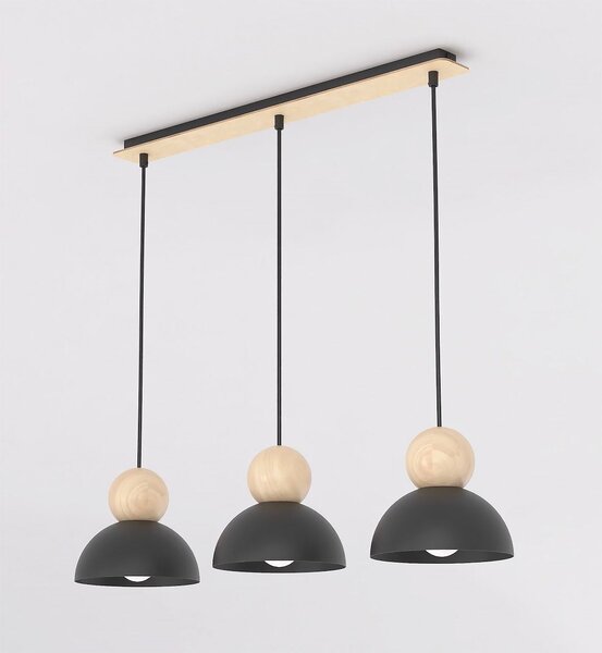 Závěsné svítidlo KAKI 3 – černé, 3× E27, šířka 73 cm