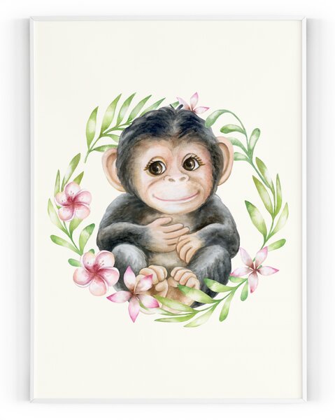 Plakát / Obraz Opička Pololesklý saténový papír A4 - 21 x 29,7 cm