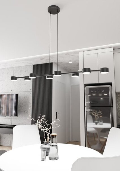 Závěsné svítidlo MEGARA 8 – černé, 8× GX53, šířka 116 cm