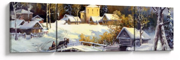 Obraz - Zimní městečko (170x50 cm)