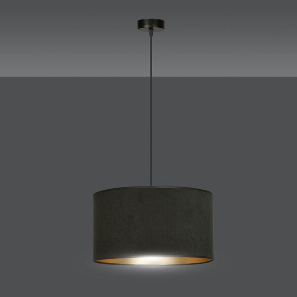 Závěsné svítidlo HILDE 1 – celočerné, textilní stínidlo, 1× E27, šířka 35 cm