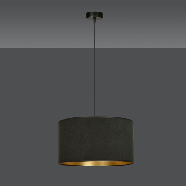 Závěsné svítidlo HILDE 1 – celočerné, textilní stínidlo, 1× E27, šířka 35 cm