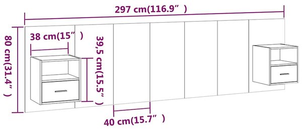 Čelo postele se skříňkami bílé kompozitní dřevo 3115740