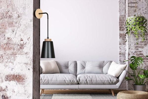 Nástěnné svítidlo BOLERO K1 – černé, 1× E27, šířka 14 cm