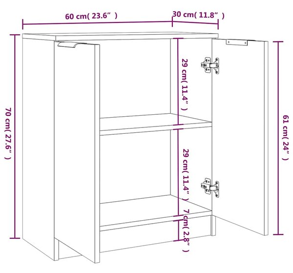 Příborníky 2 ks kouřový dub 60 x 30 x 70 cm kompozitní dřevo 3115777