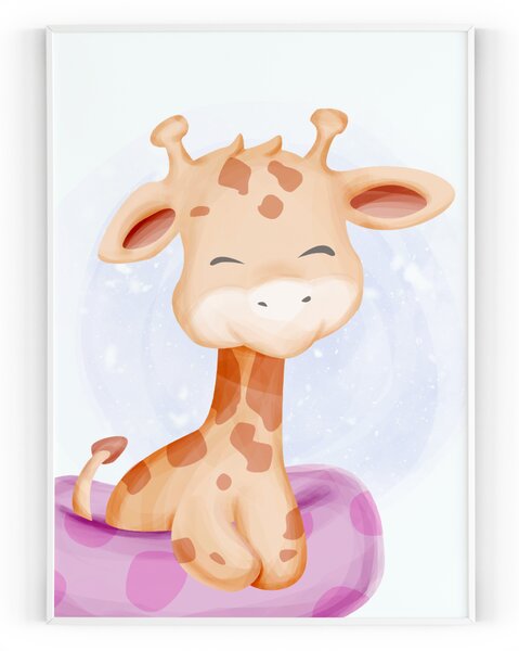 Plakát / Obraz Žirafa Pololesklý saténový papír A4 - 21 x 29,7 cm