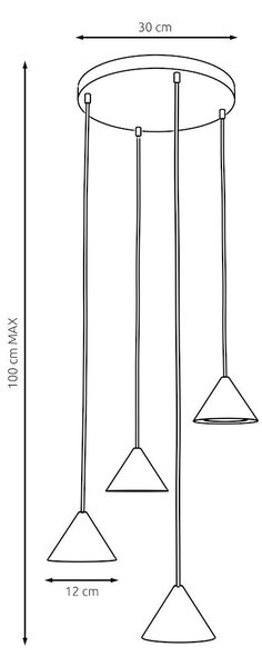 Závěsné svítidlo ELIT 4 PREM – moka, 4× GX53, šířka 30 cm